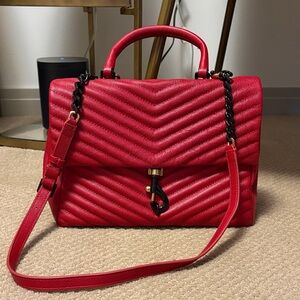 Rebecca Minkoff Red Quilted Satchel with Black Hardware
